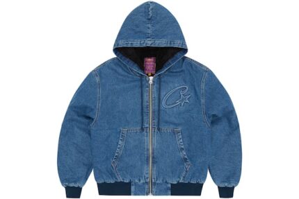Corteiz Geprägte C-Star Denim Arbeitsjacke Blau